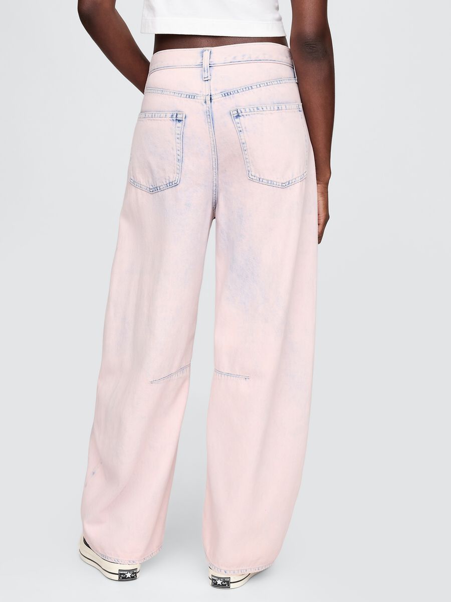 Shaded Pink Wide Trousers with Denim Effect_2