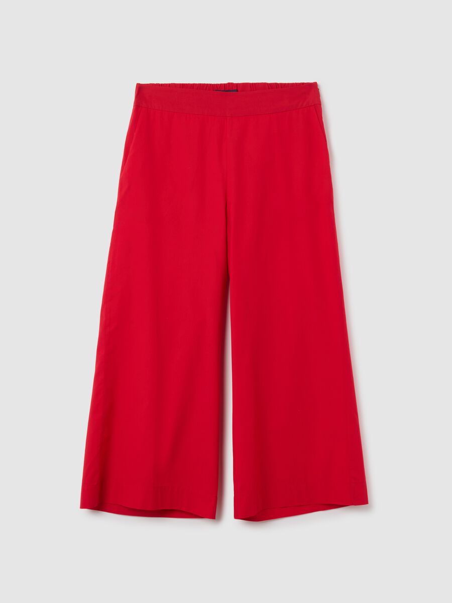 Women's Pure Cotton Red Wide Leg Culottes_0