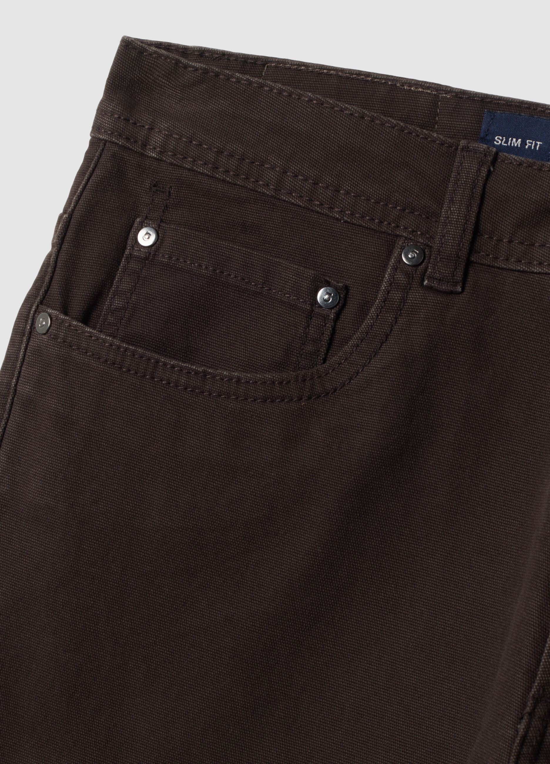 Pantaloni marroni in cotone elasticizzato slim fit