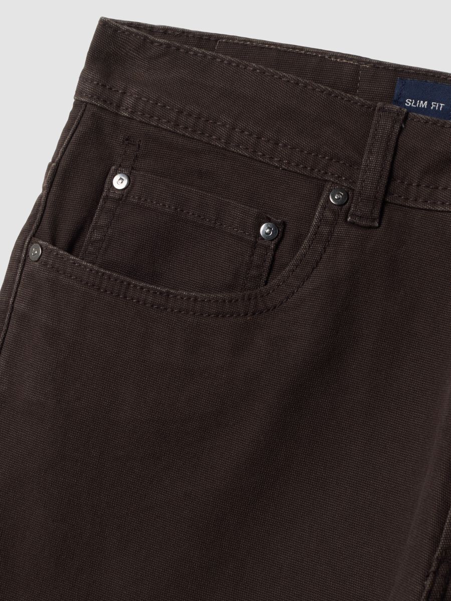 Pantaloni marroni in cotone elasticizzato slim fit_1