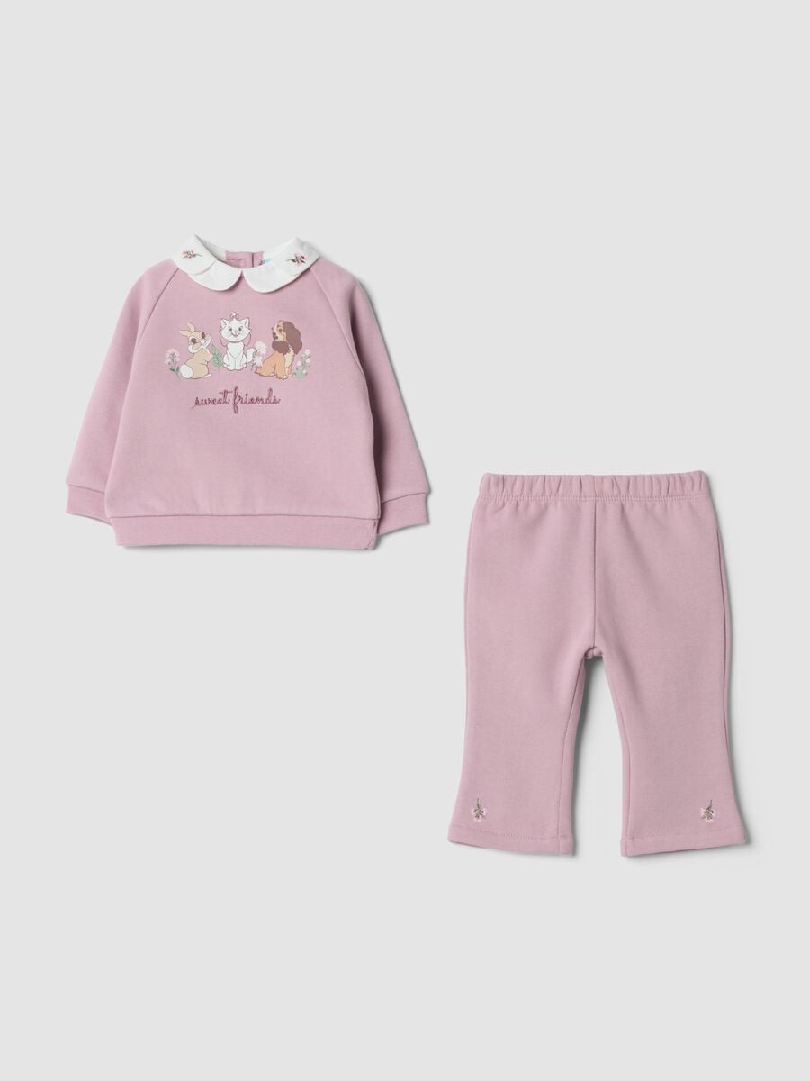 Completo viola in puro cotone organico con colletto e stampa Disney_0