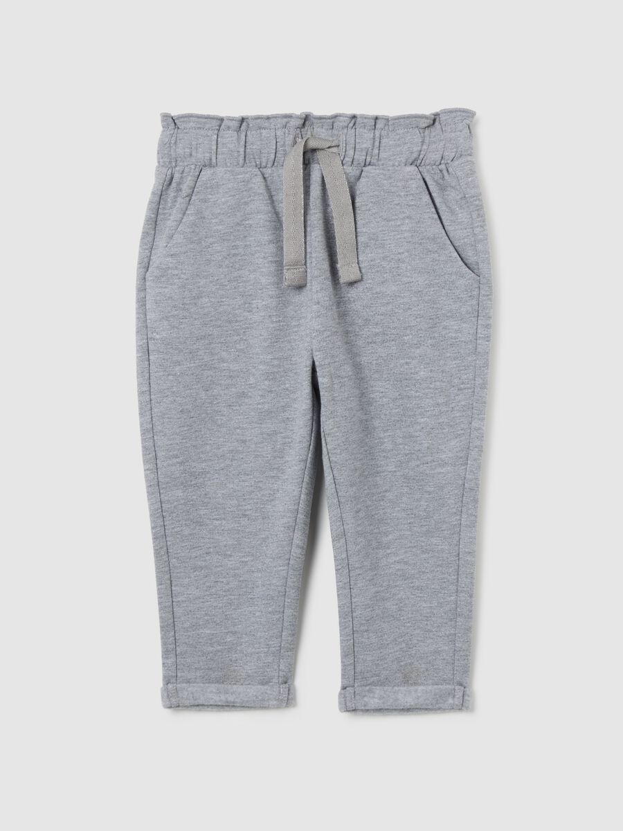 Pantaloni da bimba in cotone elasticizzato grigi regular fit_0
