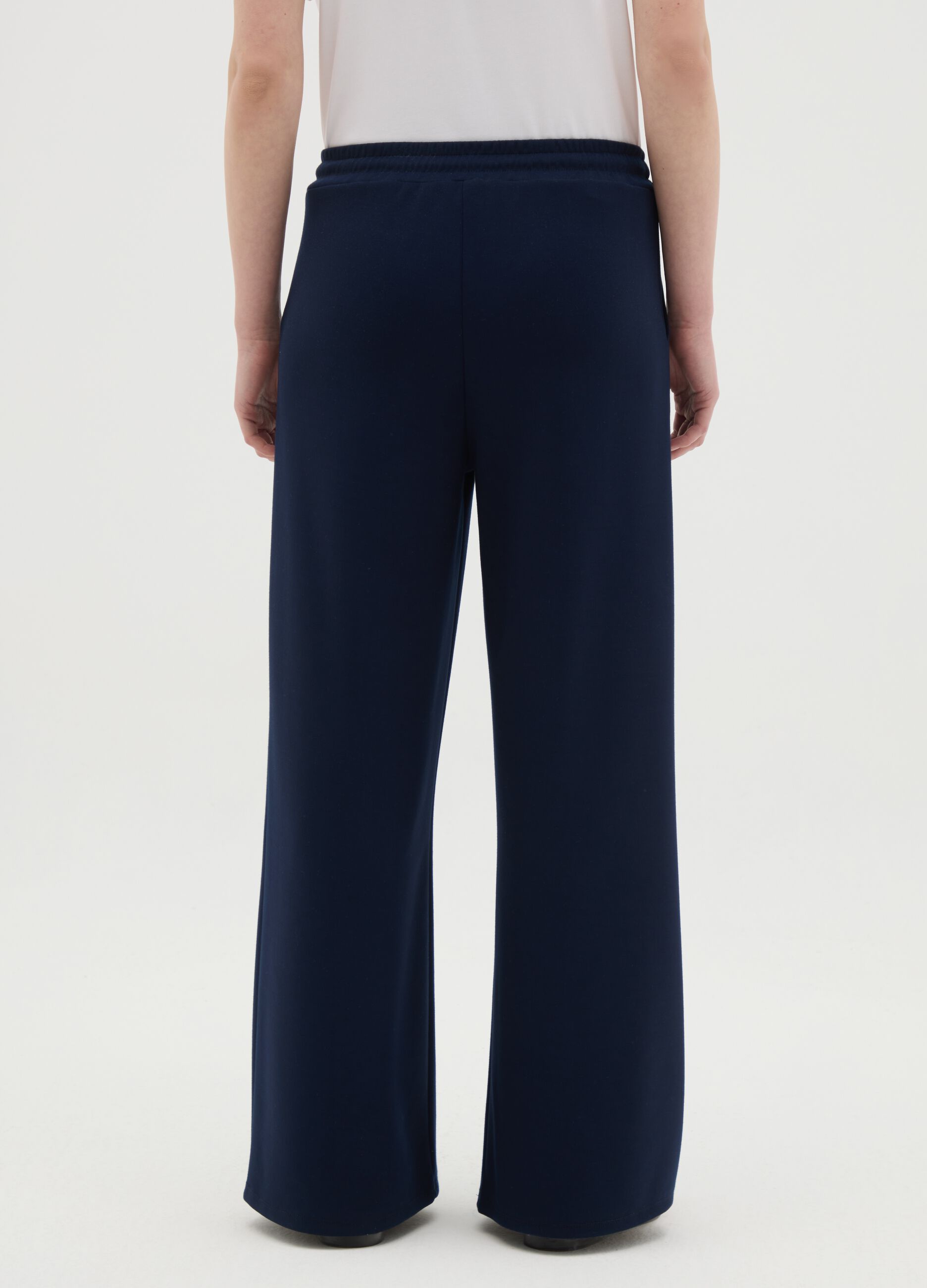 Women's Blue Viscose Blend Trousers – Regular Fit