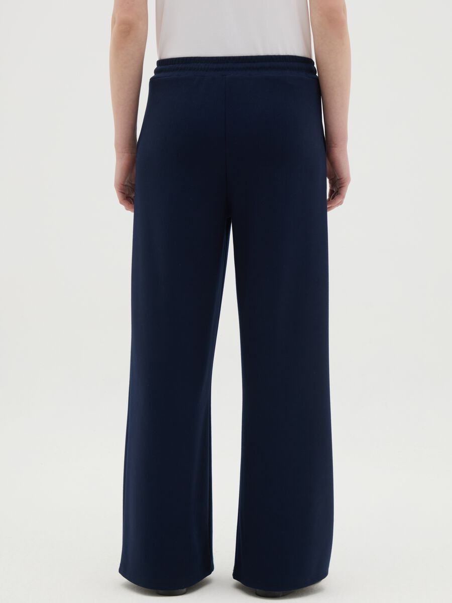 Women's Blue Viscose Blend Trousers – Regular Fit_3