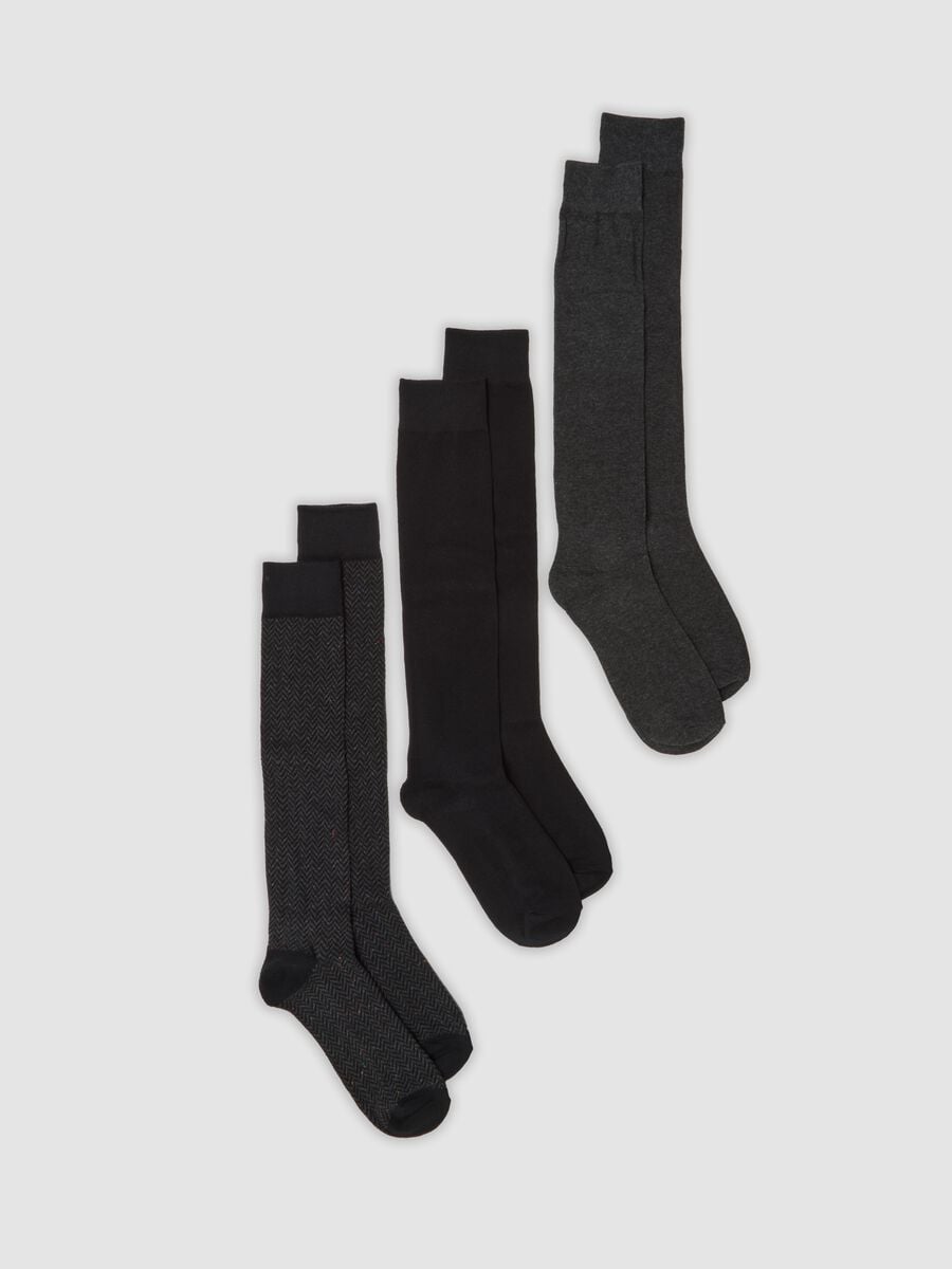 3-pack of long grey and black socks in stretch organic cotton_0