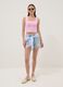 Pink cropped stretch-cotton tank top_1