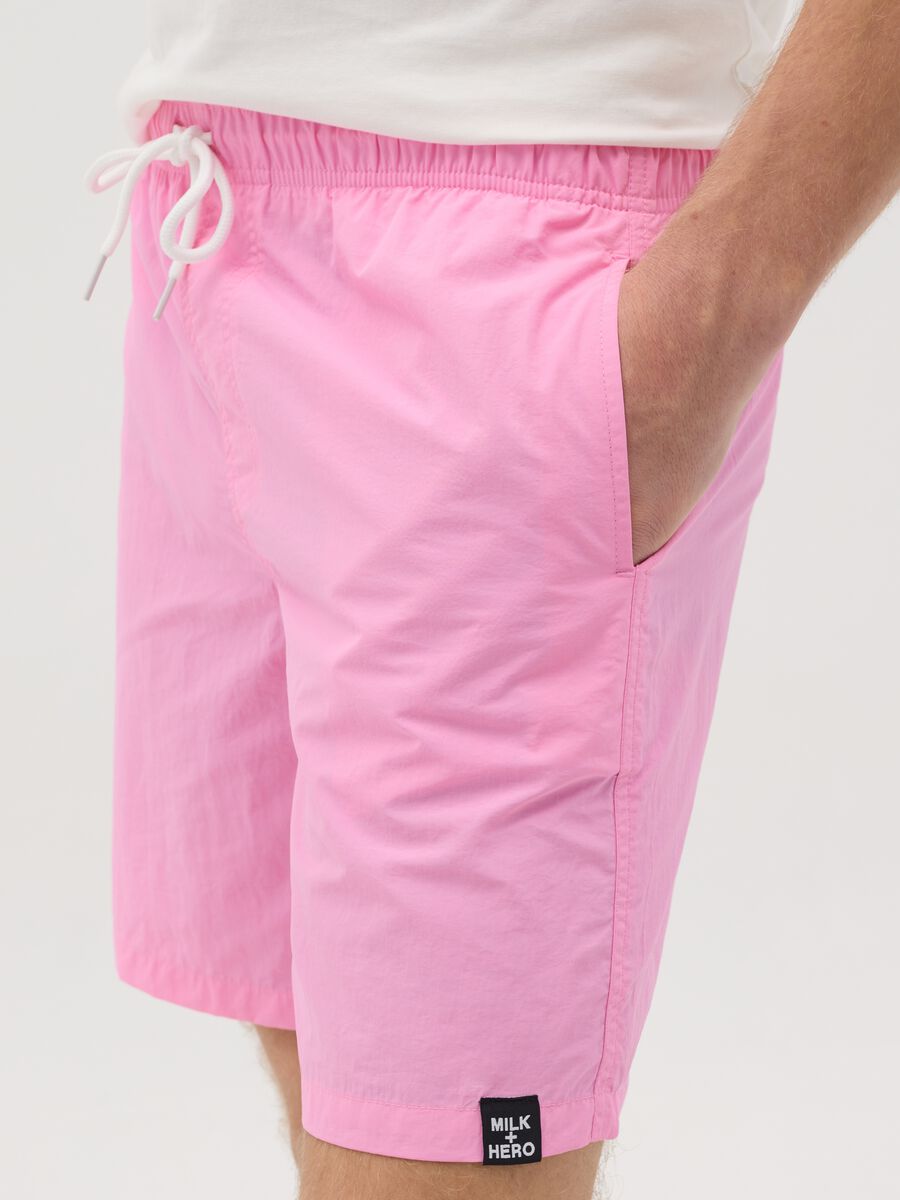 Boxer da uomo rosa regular fit con elastico in vita e coulisse_3