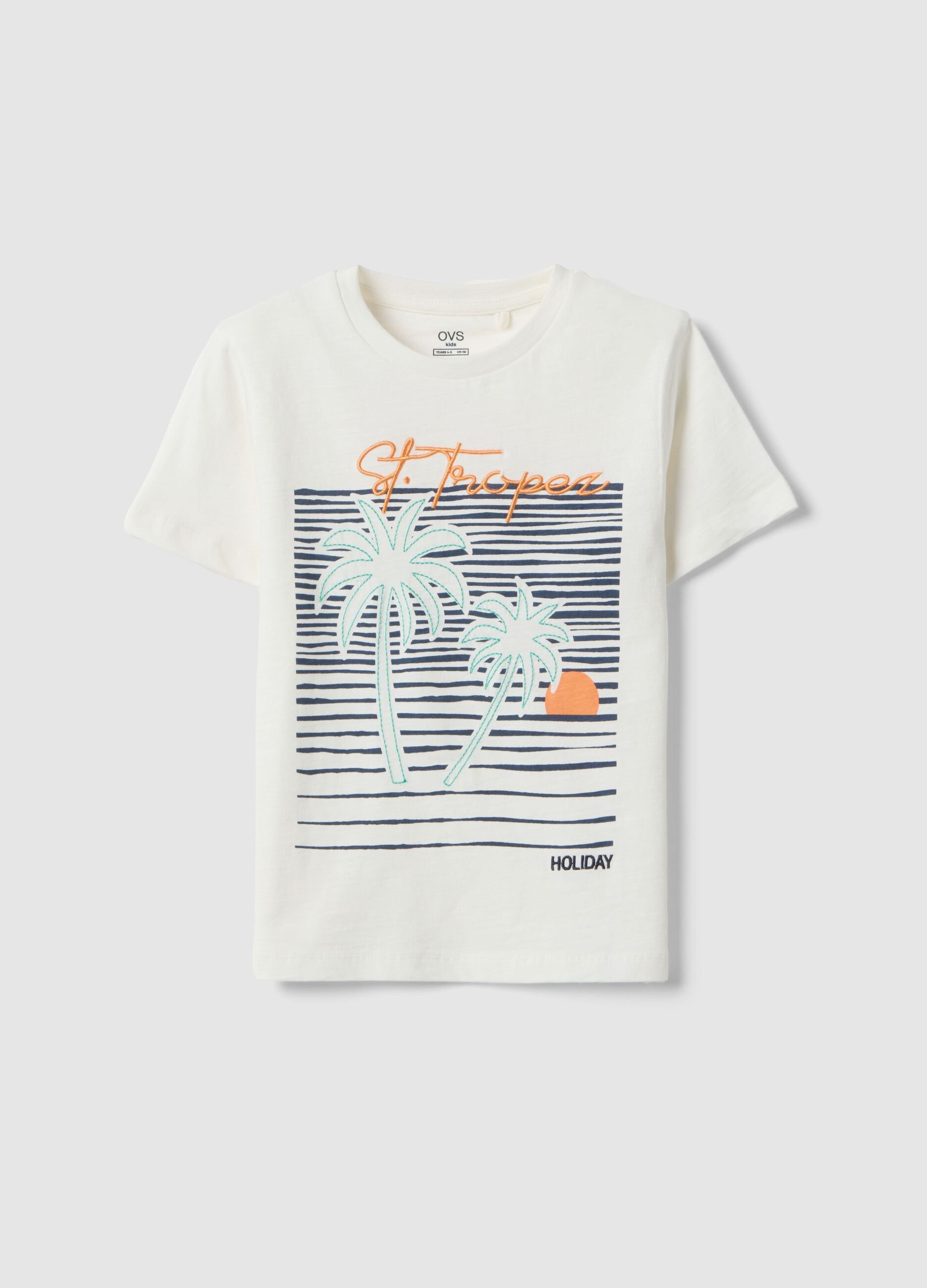 T-shirt in puro cotone bianca da bambino regular fit con stampa