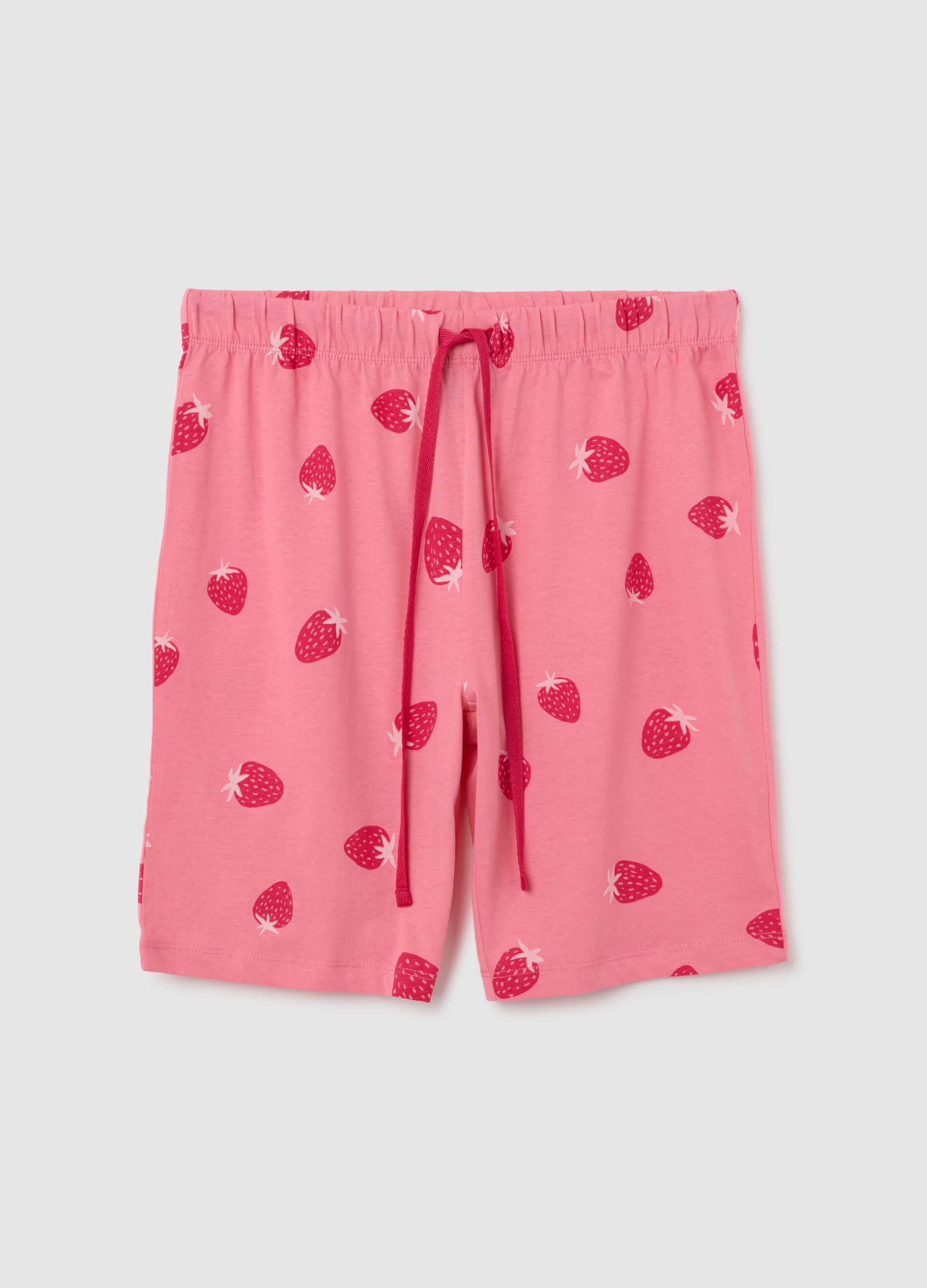 Pantaloncini da donna in puro cotone rosa regular fit