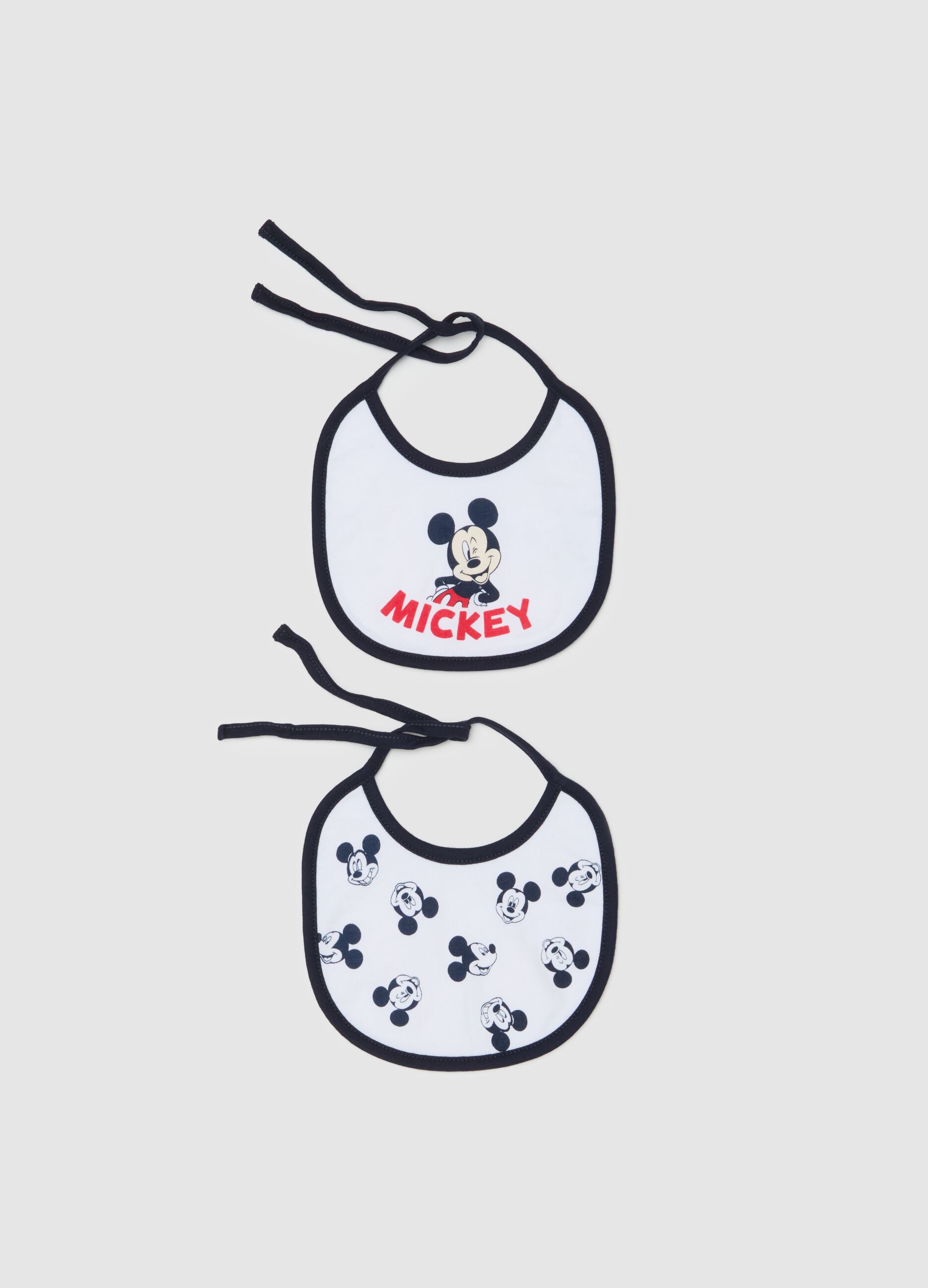 Two-pack cotton bibs with Mickey Mouse print