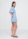 Blue cotton dress with puff sleeves_2