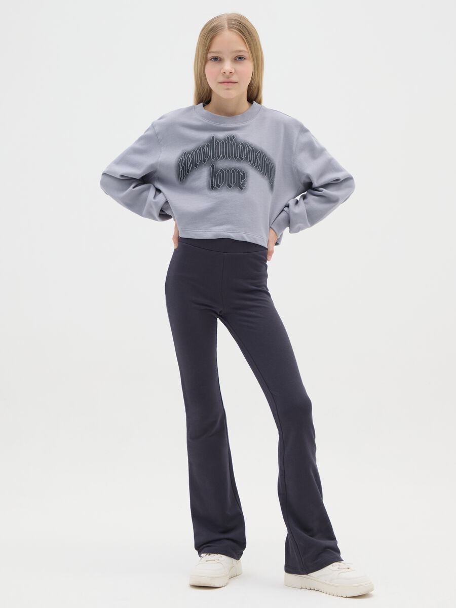 Leggings flare da ragazza in misto cotone elasticizzato blu_0