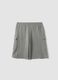 Grey pure cotton cargo bermuda shorts for boys, oversized fit_1