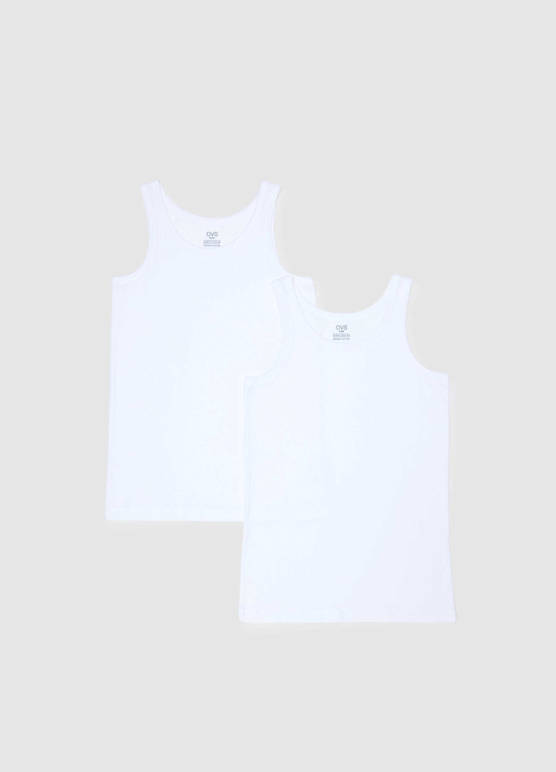 Twin pack boys' white vests in pure cotton regular fit
