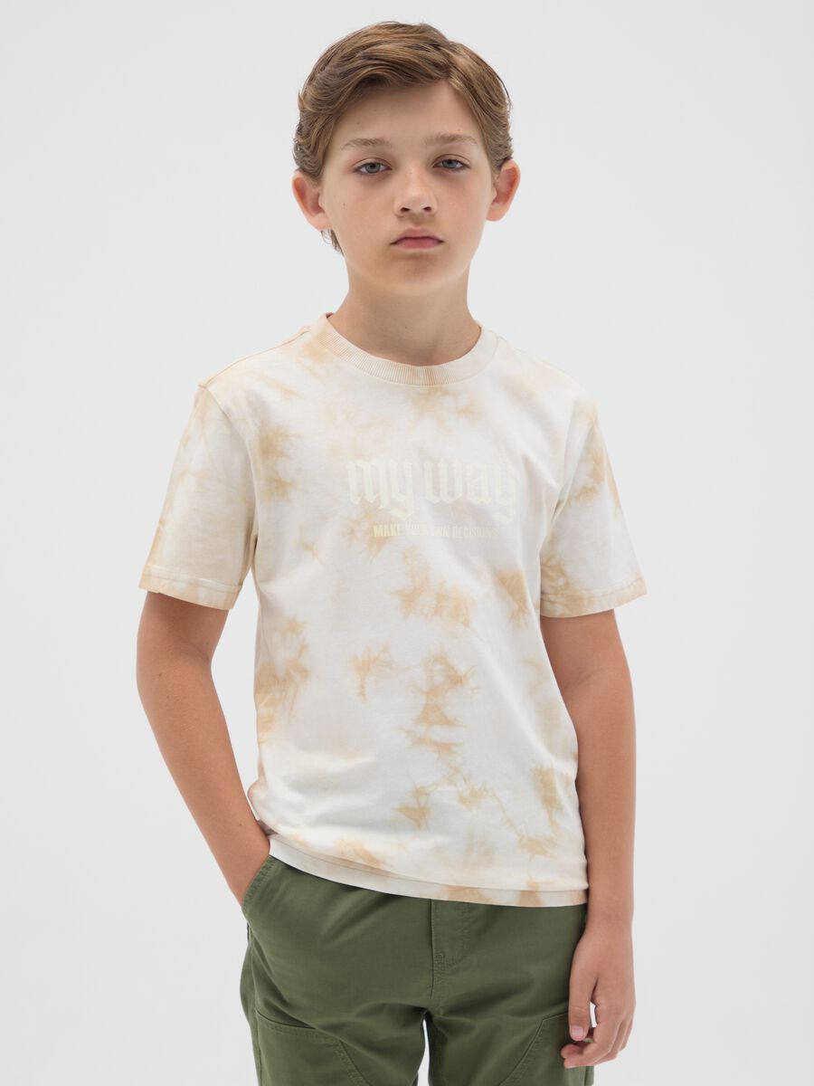 T-shirt da ragazzo in puro cotone multicolor regular fit con stampa_0