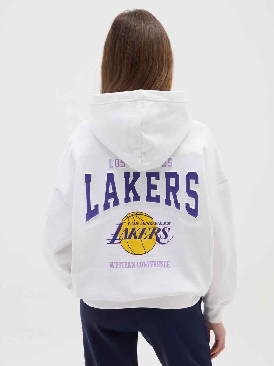 Felpa bianca Lakers da ragazza in misto cotone vestibilità over_1