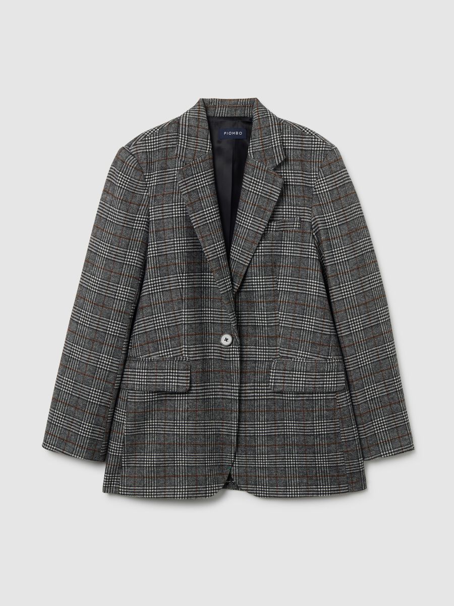 Grey checked blazer with oversized fit_4