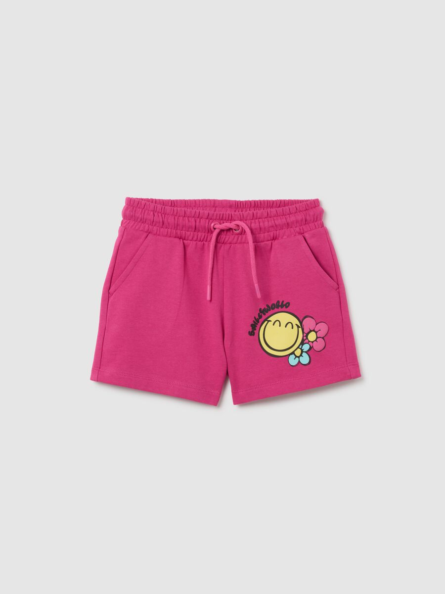 Girls' pink pure cotton shorts regular fit_0
