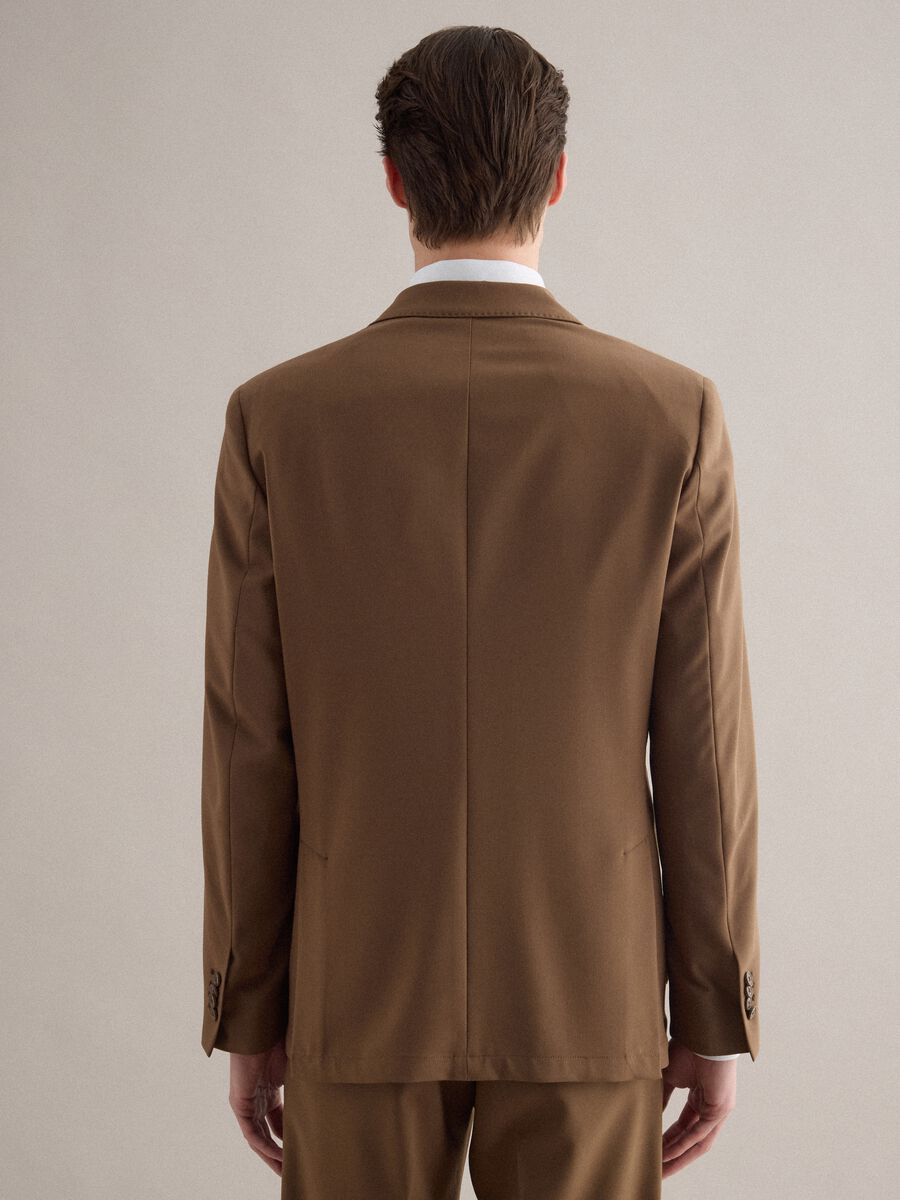 Brown Slim Fit Double Breasted Blazer_2