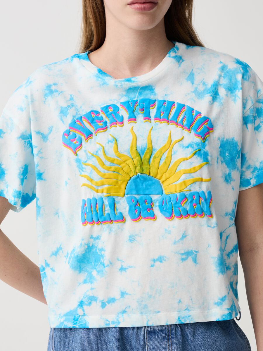 Tie-dye T-shirt with sun and lettering print_2
