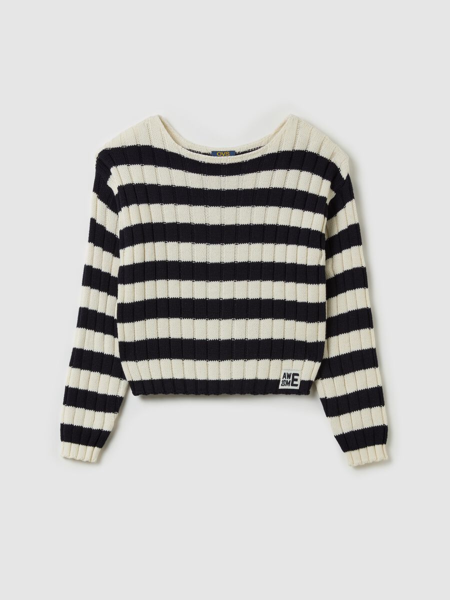 Pullover in cotone a righe _3