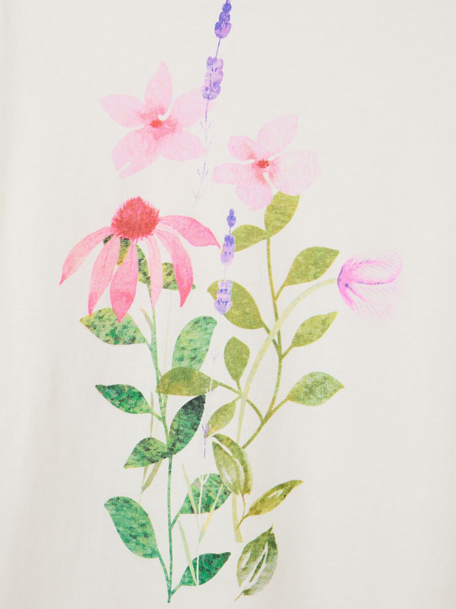 White cotton T-shirt with flowers print_5
