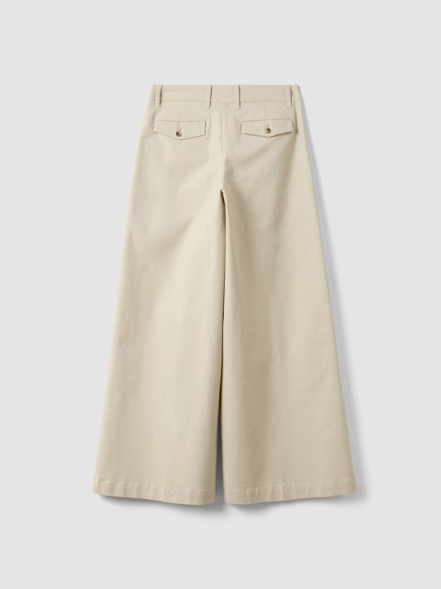 Beige flared stretch cotton trousers_2