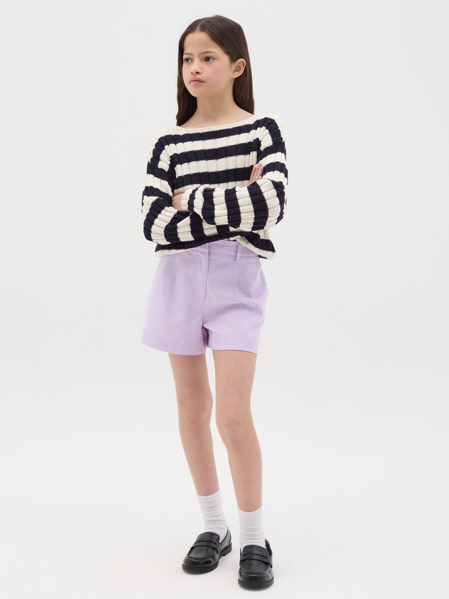 Purple shorts with darts and pockets_1