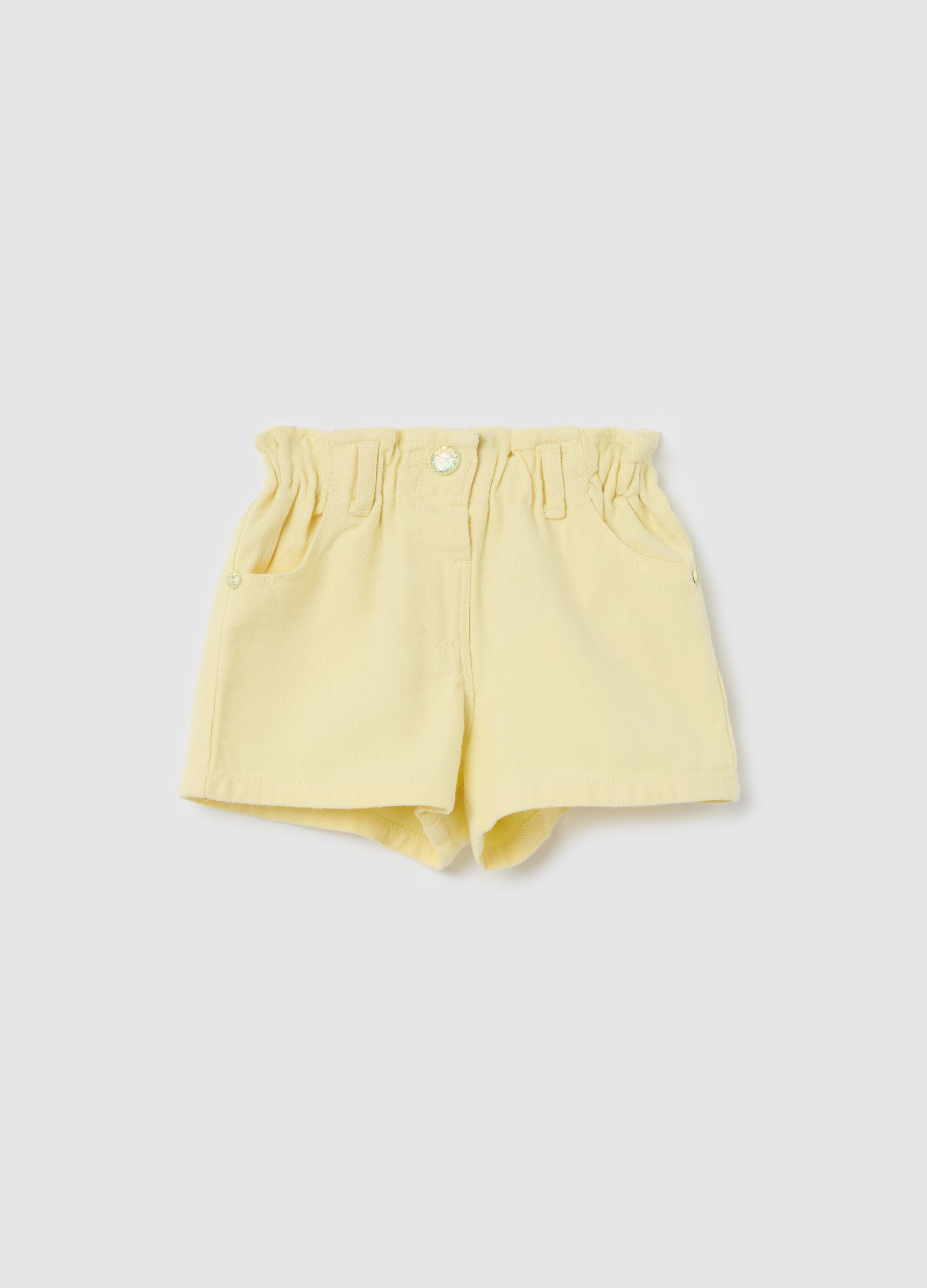 Paper bag shorts in cotton and Lyocell