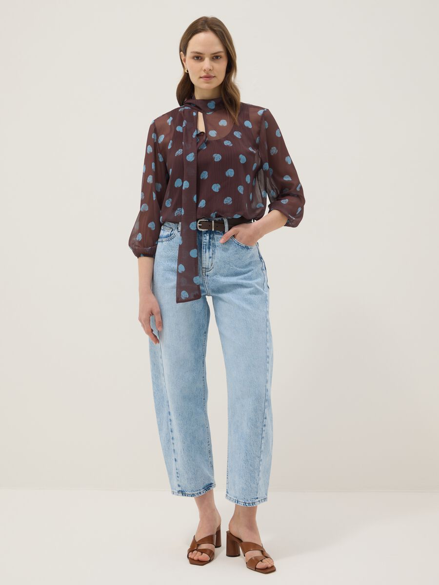 Blusa con maniche lunghe multicolor a pois regular fit_1