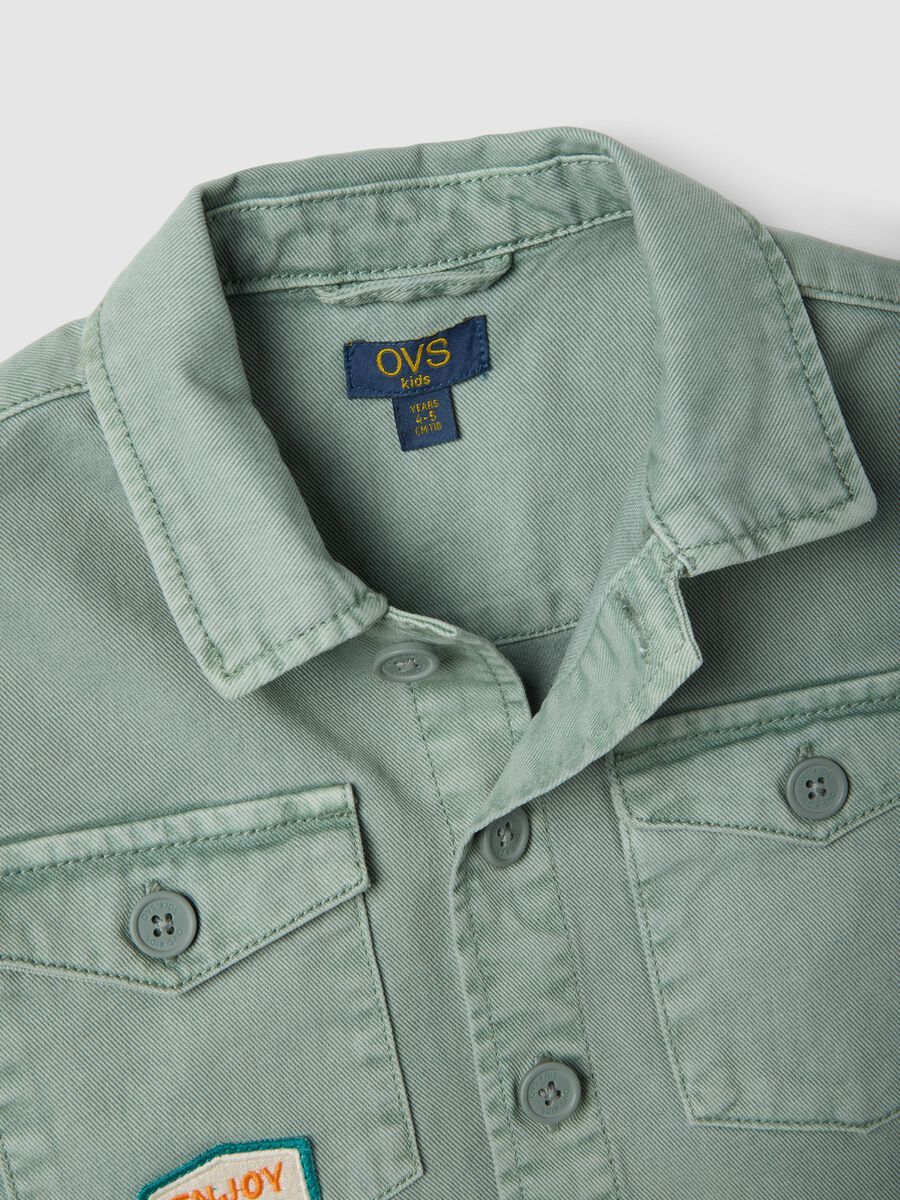 Camicia in puro cotone verde oversize fit per bambino_3