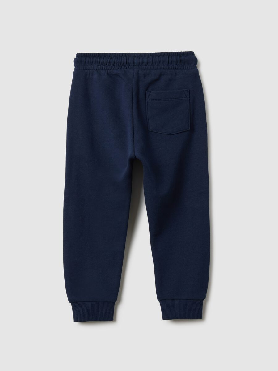 Children's Regular Fit Blue Cotton Jogger Trousers_1
