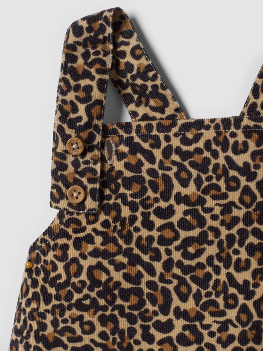 Brown pure cotton dress with animal print, oversized fit_3