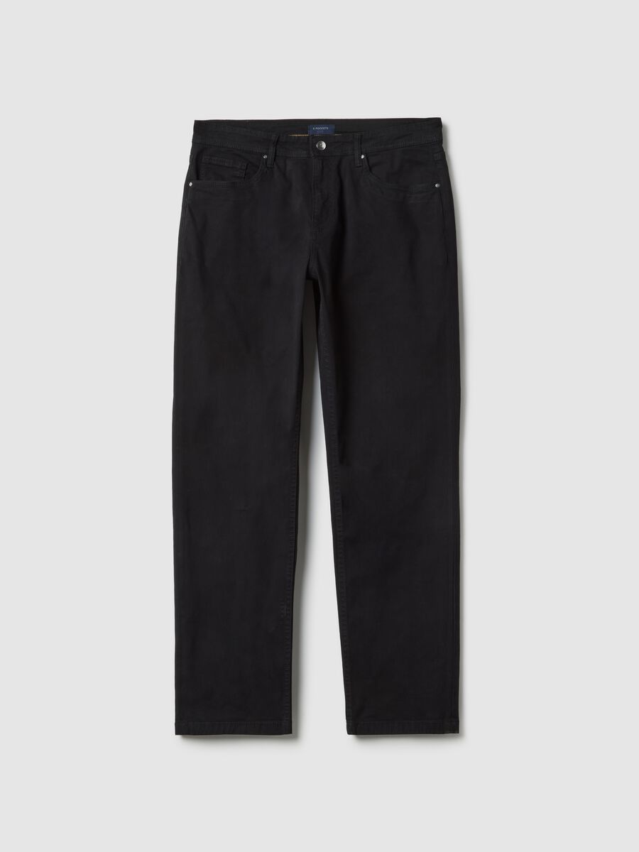 Black stretch cotton trousers regular fit_4