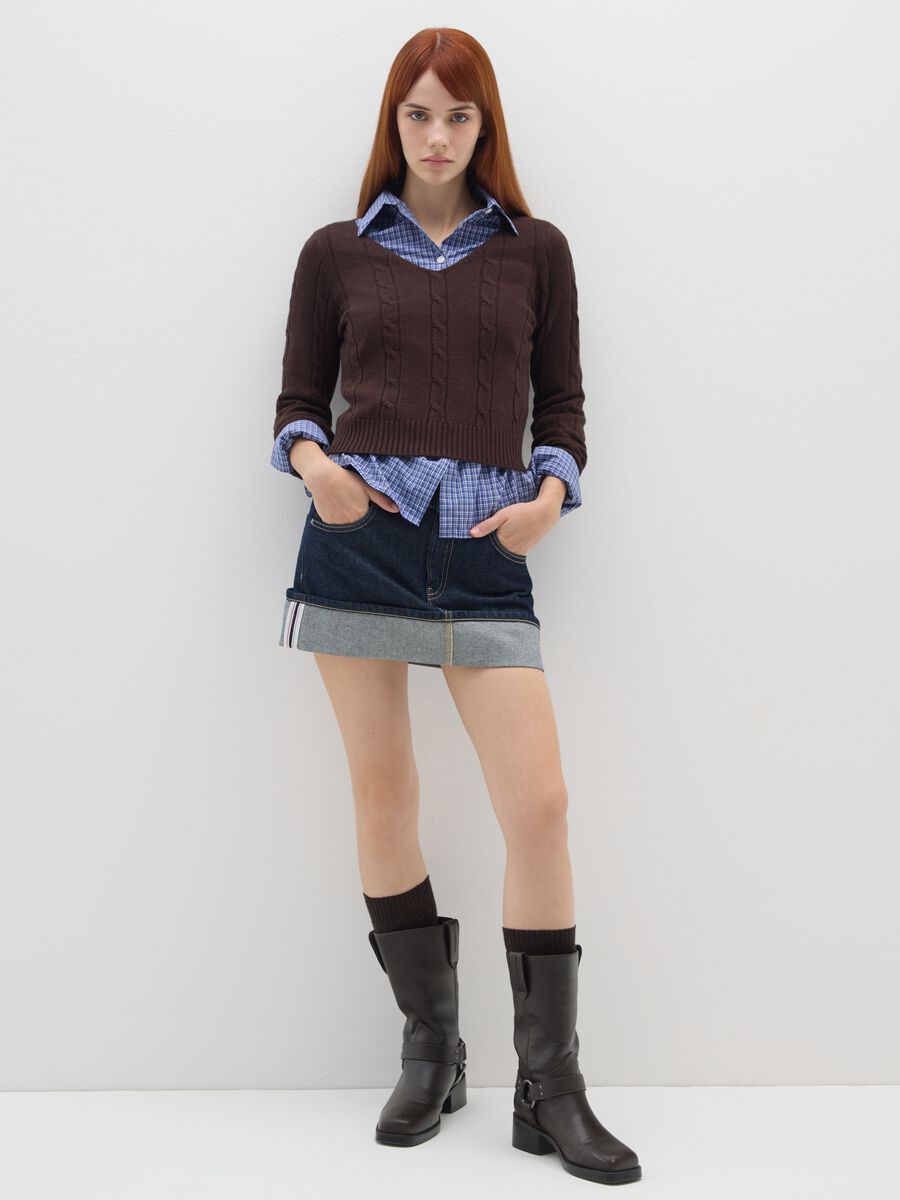 Maglione in misto cotone marrone regular fit_1