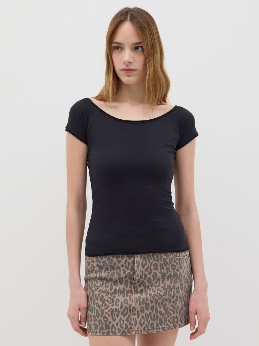 Black Stretch Cotton Slim Fit T-Shirt B.Angel_0