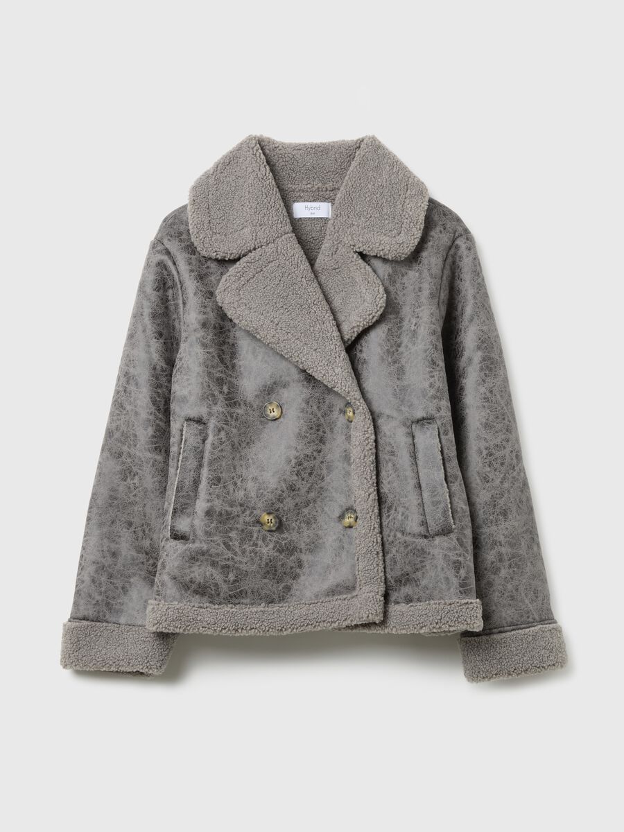 Giacca pesante grigia con collo a contrasto regular fit_4