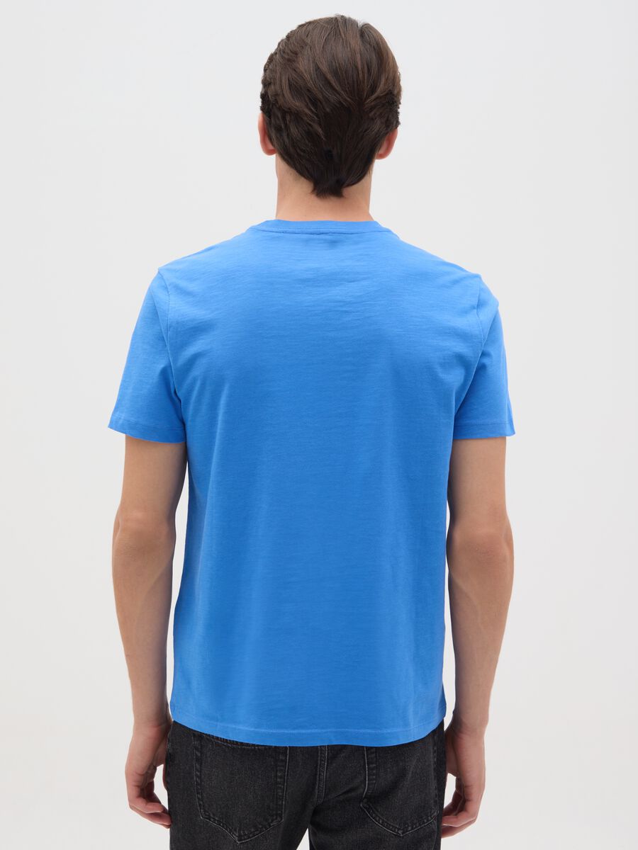 Men's Regular Fit Blue Pure Cotton T-shirt_3