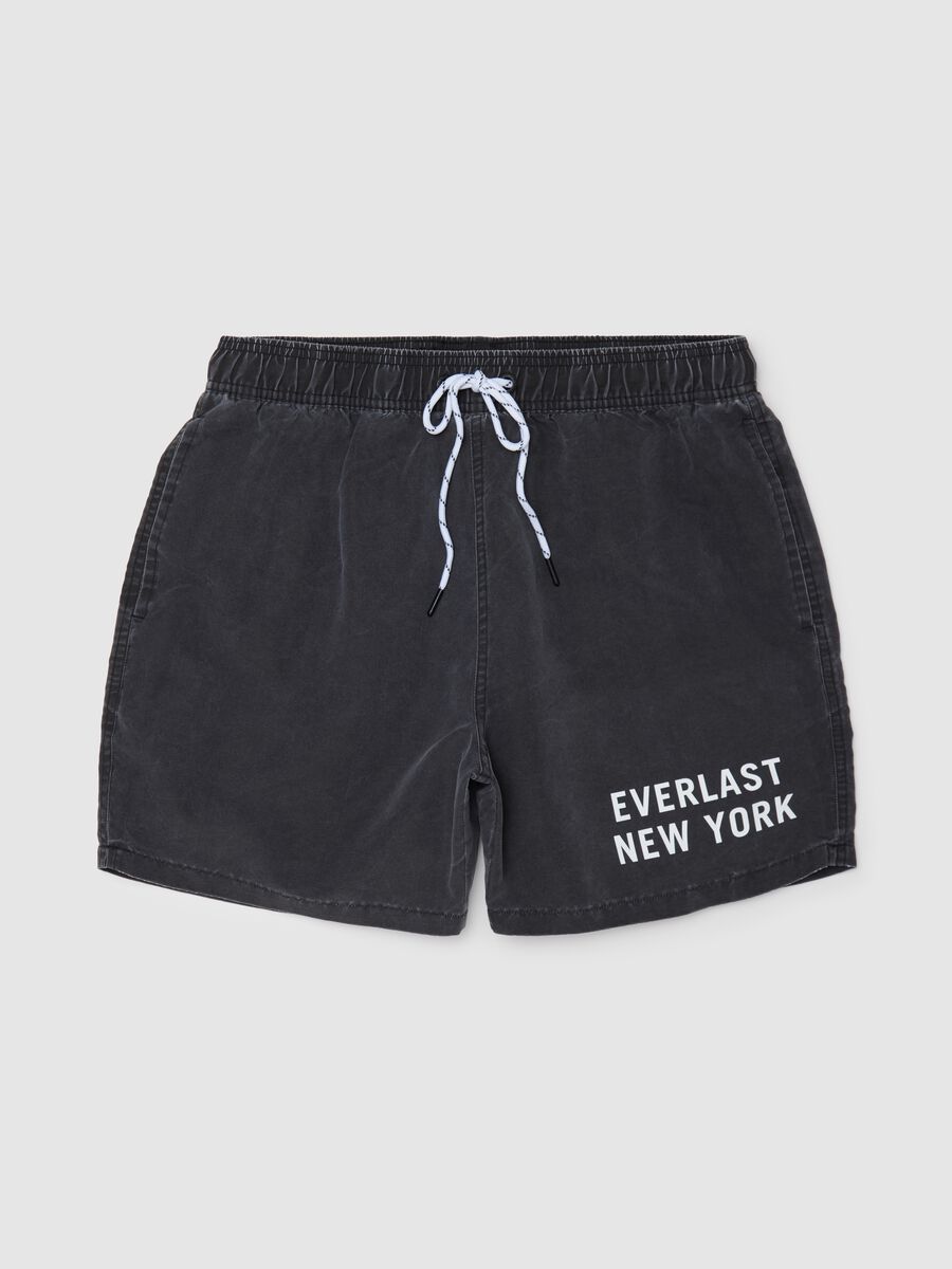 Grey swimming trunks with logo print_4