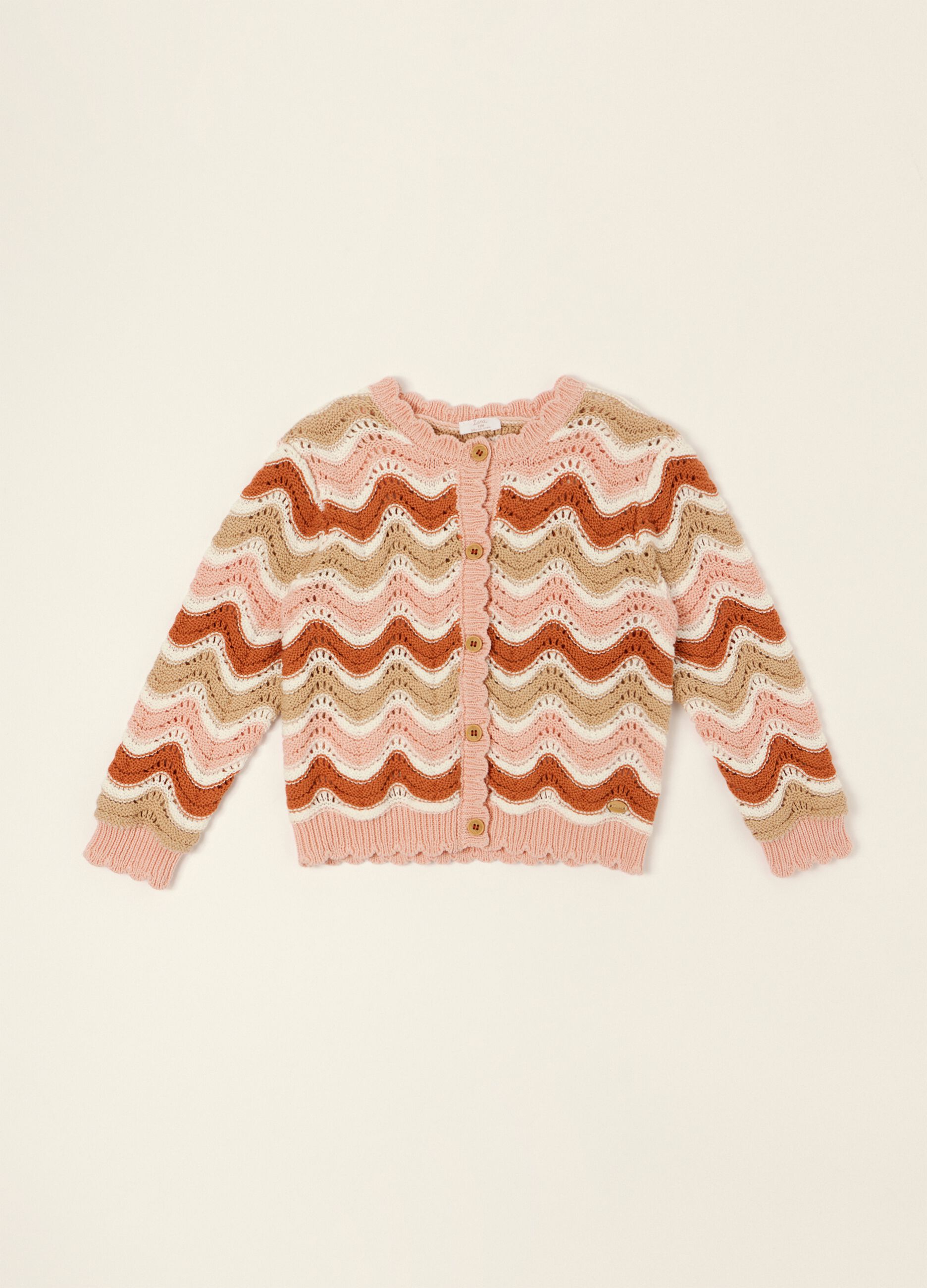 Multicolour pure cotton crochet cardigan for baby girl