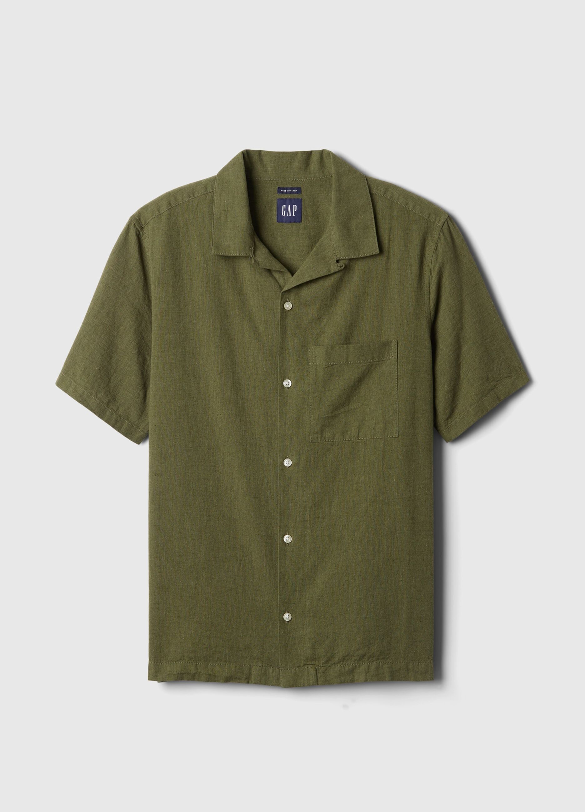 Linen and cotton short-sleeved shirt