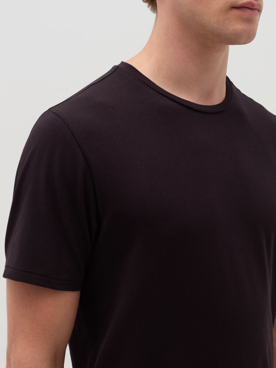 Stretch cotton T-shirt with crew-neck_3