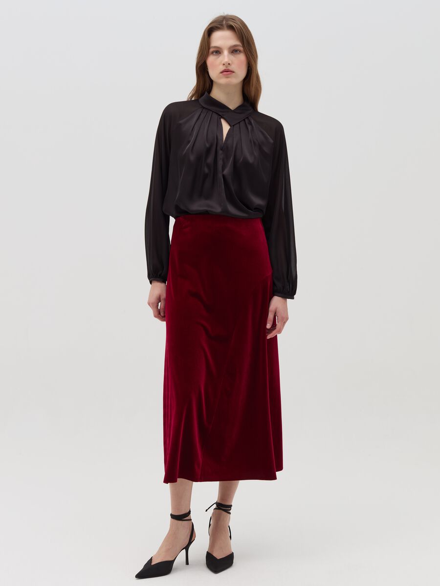Full midi skirt in velvet_0