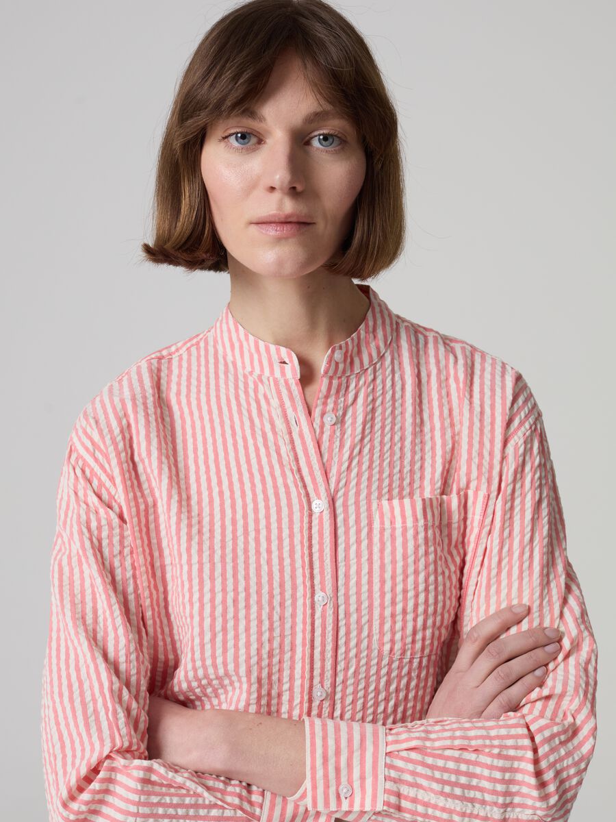 Striped seersucker shirt_0