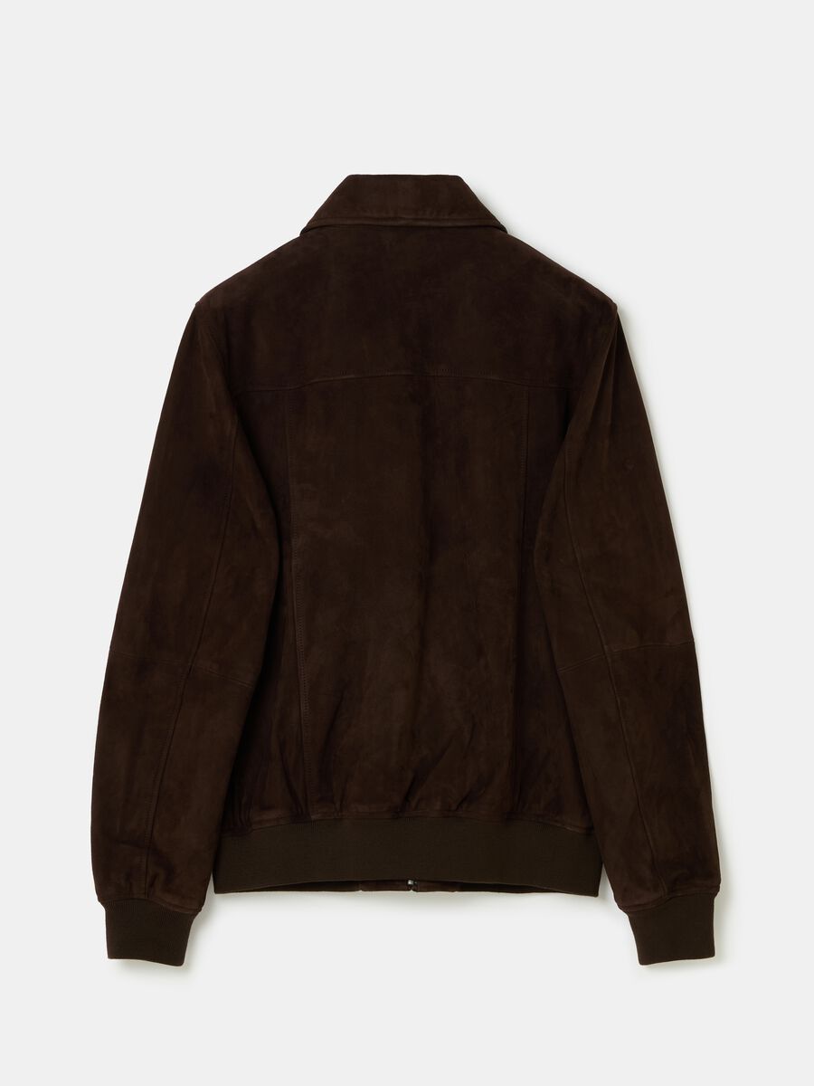 Short suede jacket with collar and zip_4