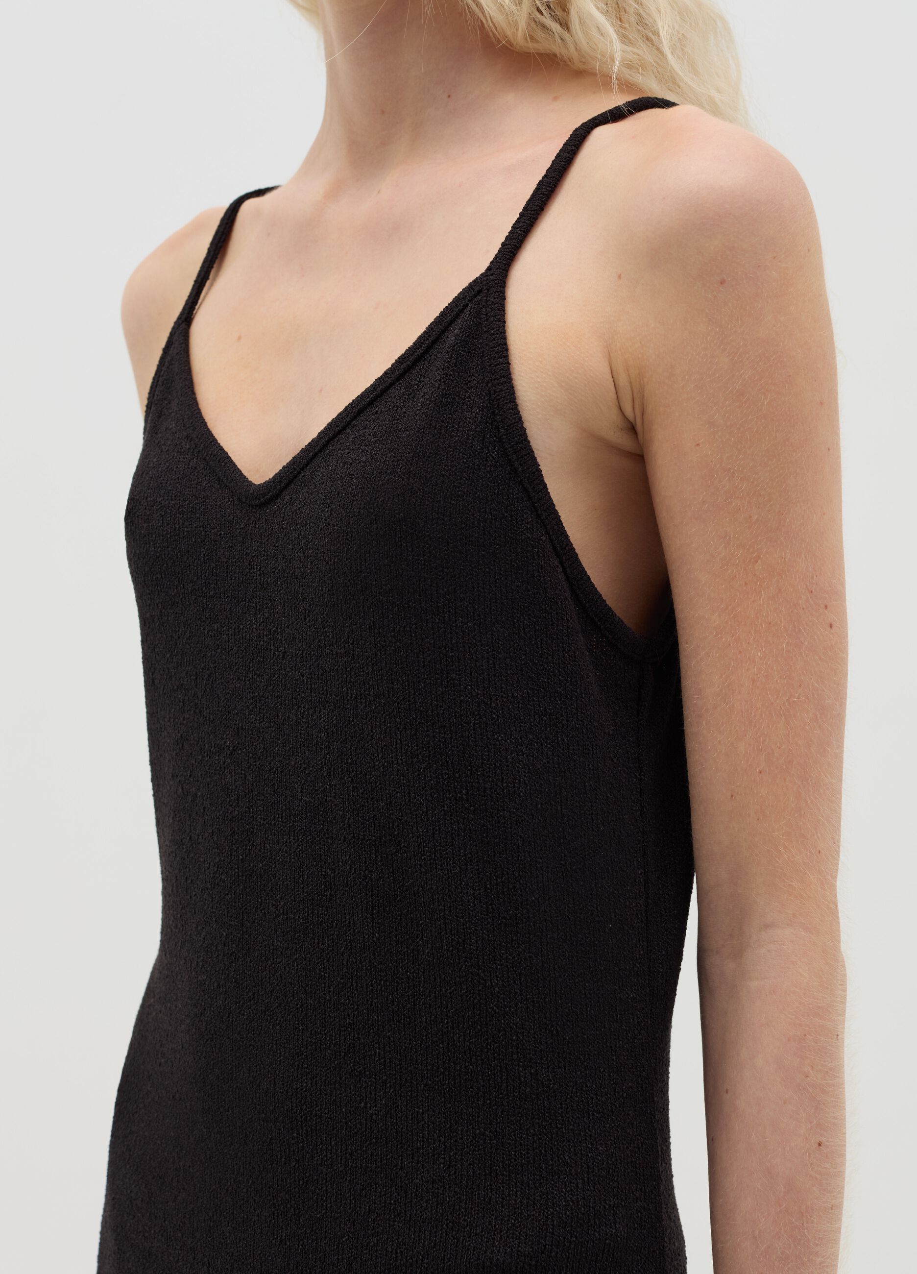 Black midi dress with spaghetti straps