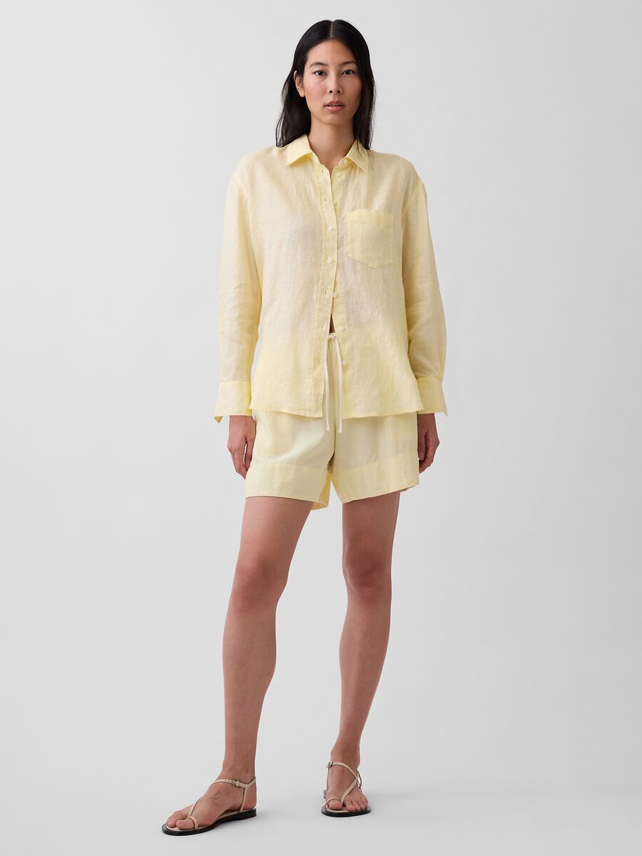 Shorts in misto lino e viscosa_0