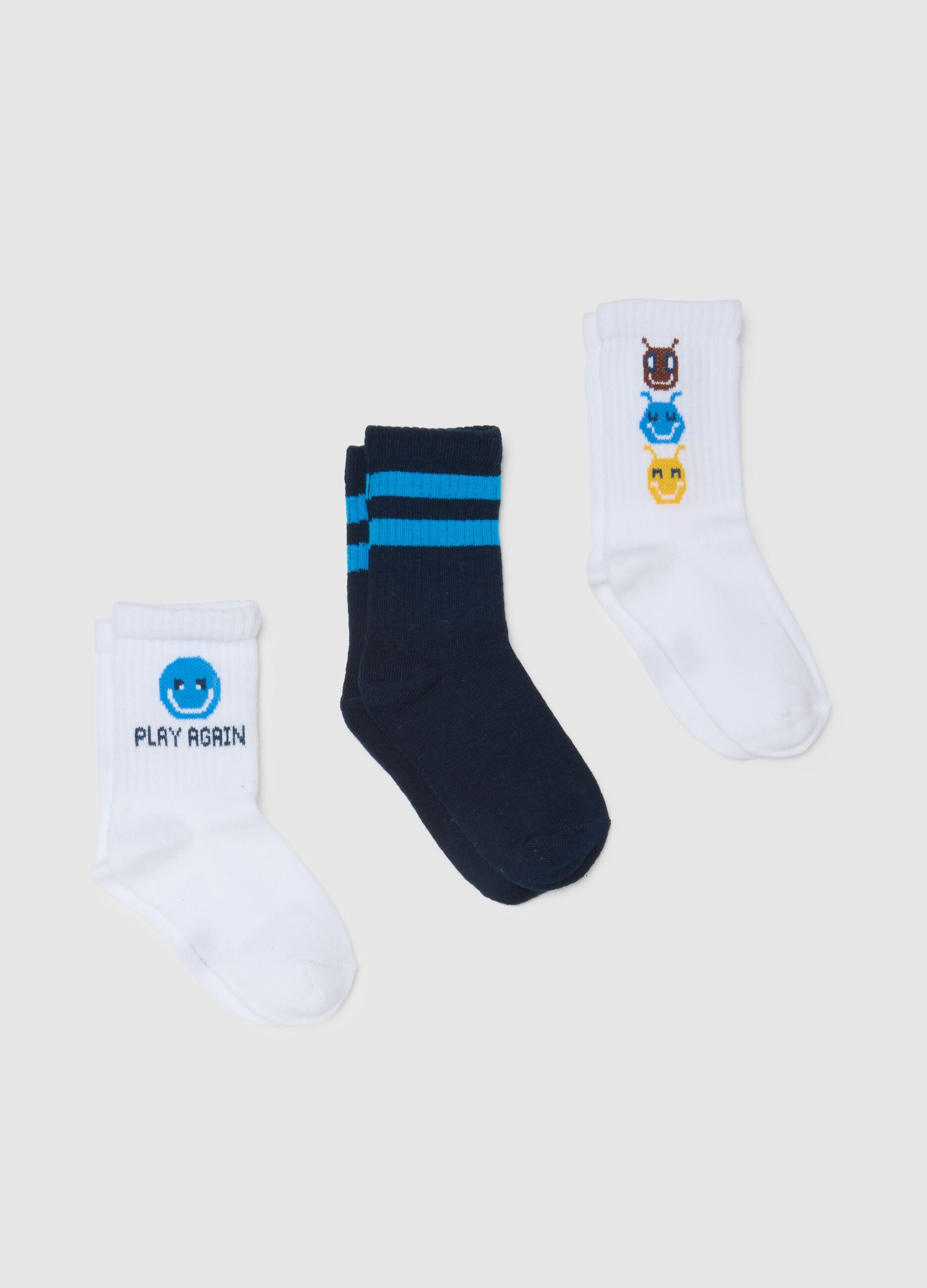 Multicoloured cotton children's socks tripack