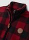 Red heavy check jacket with zip and high neck_1