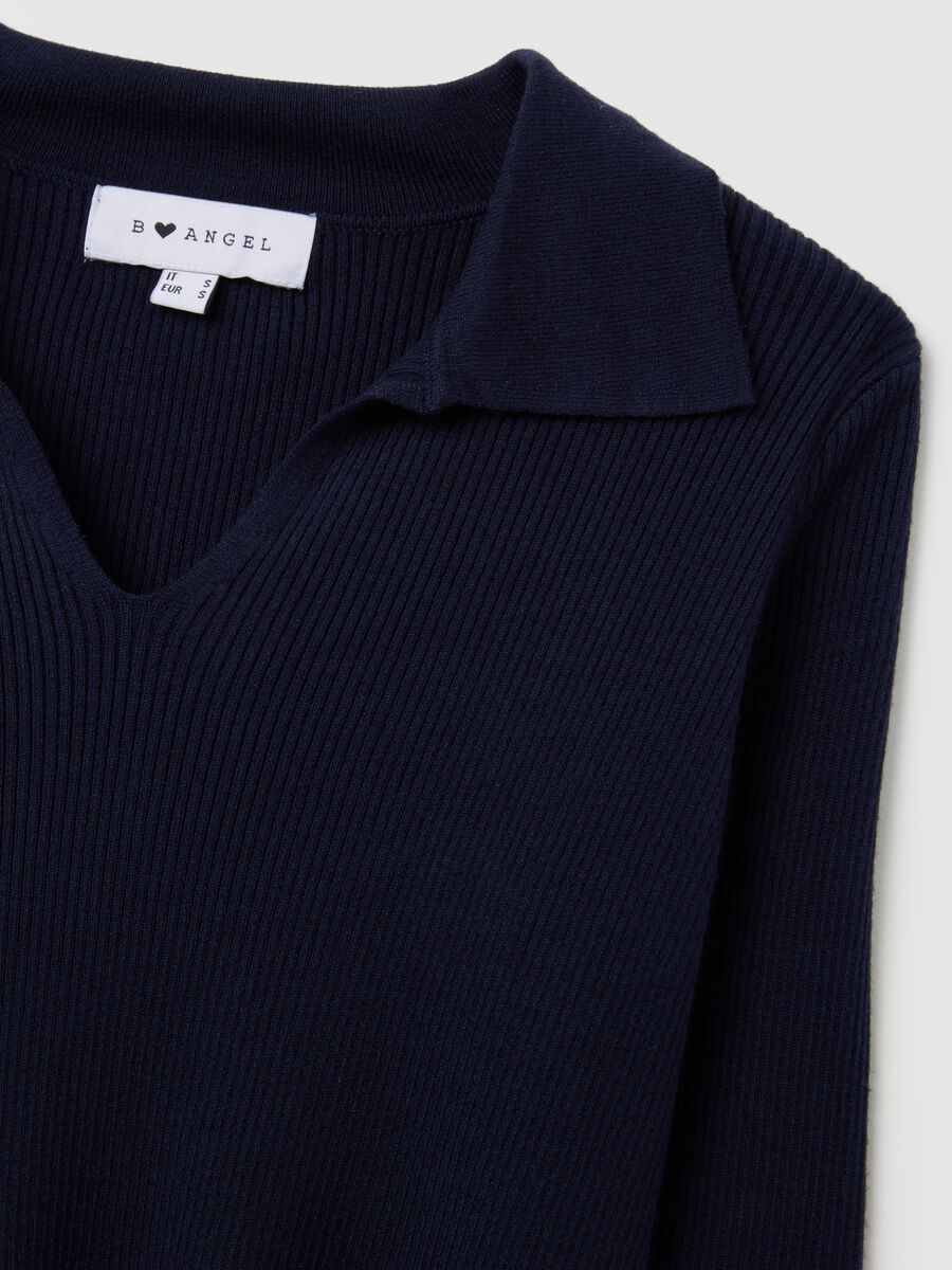 Maglia in misto viscosa blu fitted_1
